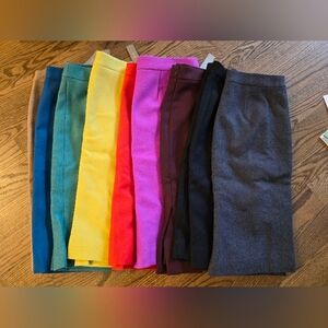 J.crew 8 Colorful Pencil Skirt Collection Double Serge 100% Wool Set Of 9 Skirts